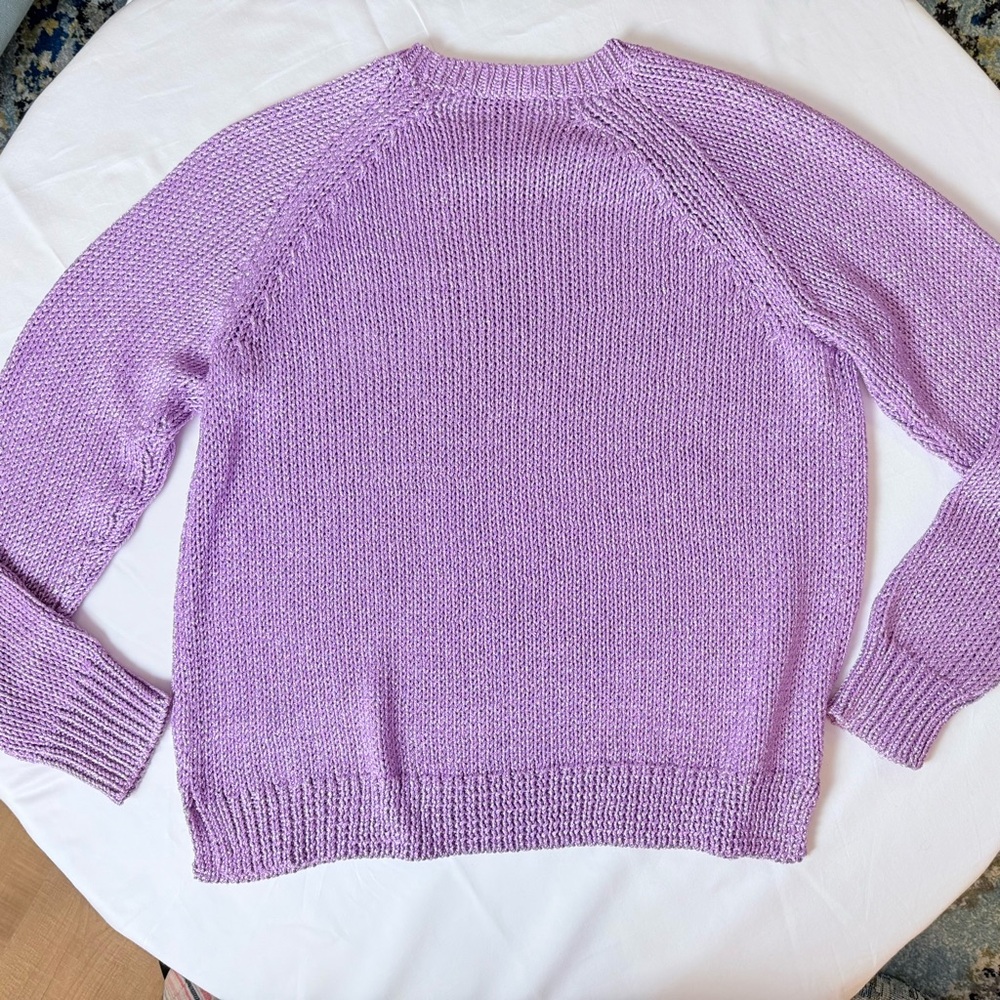 J.‎ Crew Lilac Metallic Knit Side-Slit Sweater Size M